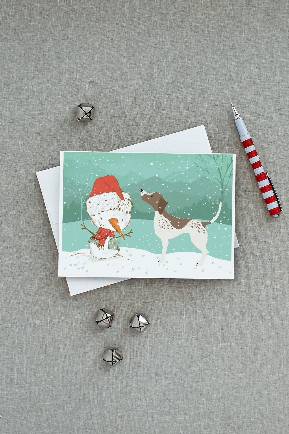 German Shorthair Snowman Christmas Greeting Cards Pack of 8 Blank Cards with Envelopes Whimsical A7 Size 5x7