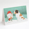 Saint Bernard Snowman Christmas Greeting Cards Pack of 8 Blank Cards with Envelopes Whimsical A7 Size 5x7