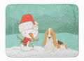 Basset Hound Snowman Christmas Memory Foam Kitchen Mat Machine Washable Anti-Fatigue Cushion Comfort Bath or Kitchen Rug