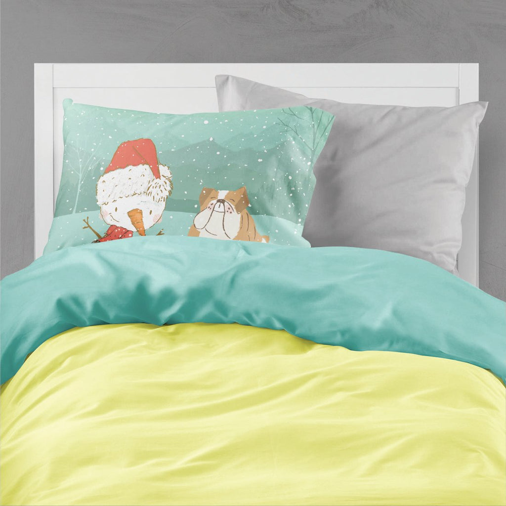 English Bulldog Snowman Christmas Standard Pillowcase Lightweight Super Soft Easy Care Decorative Artwork Pillowcase, Standard