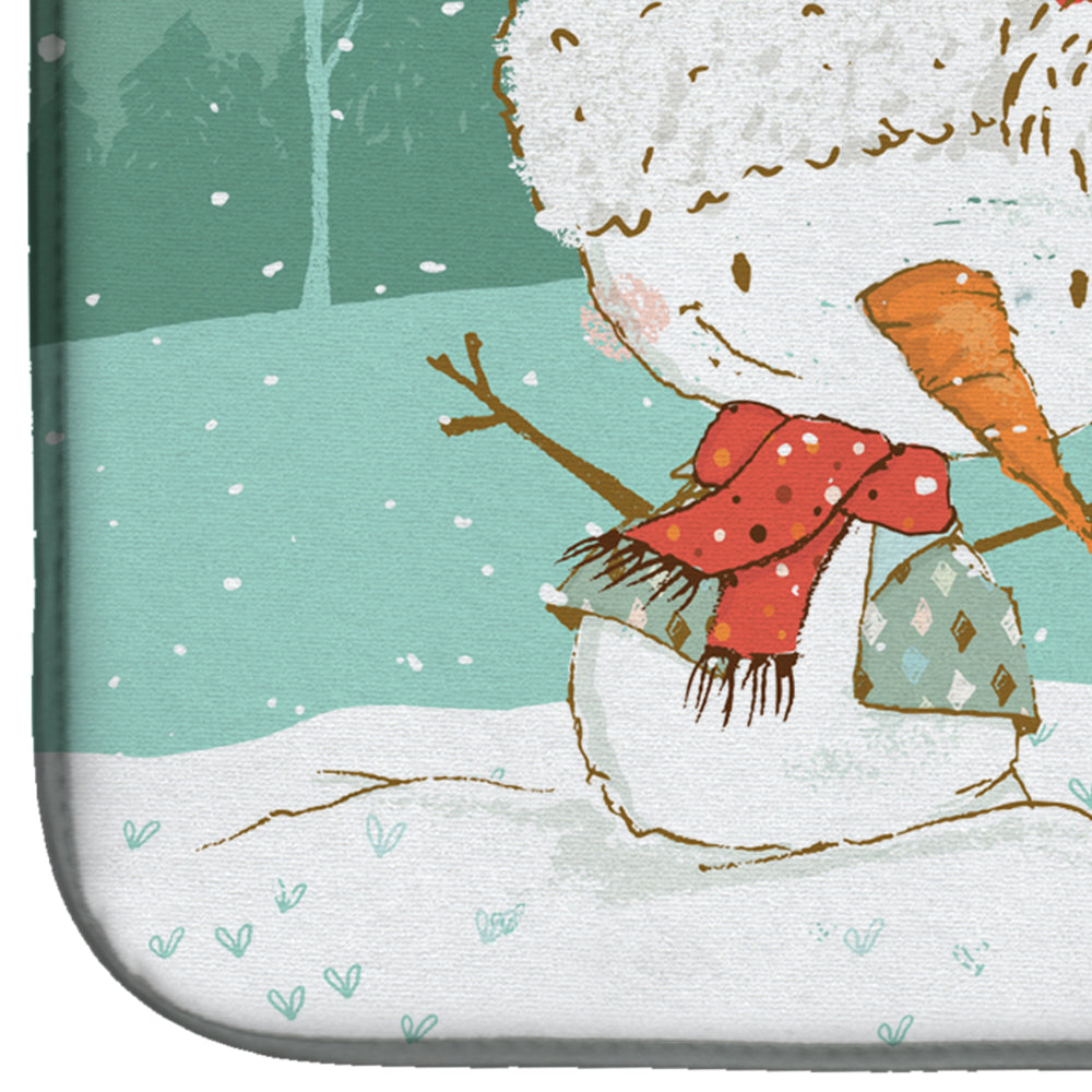 White Spot Bull Terrier Snowman Christmas Dish Drying Mat Absorbent Dish Drying Mat Pad for Kitchen Counter Dish Drainer Mat for Countertop, 14 x 21", Multicolor