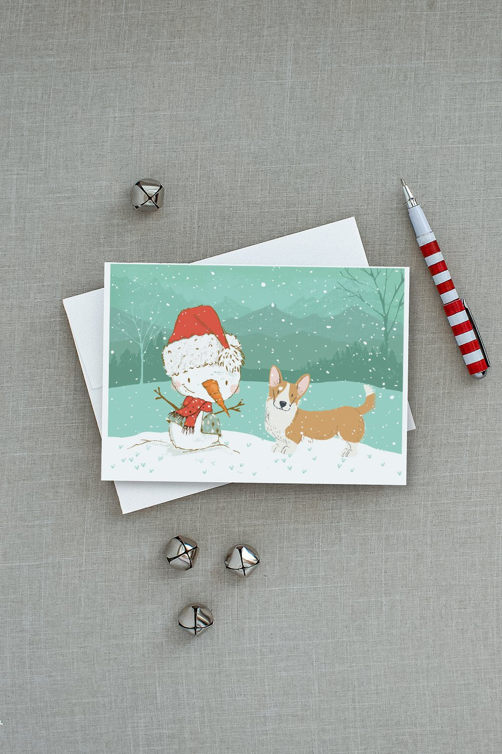Cardigan Corgi Snowman Christmas Greeting Cards Pack of 8 Blank Cards with Envelopes Whimsical A7 Size 5x7