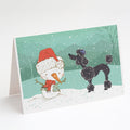 Black Poodle Snowman Christmas Greeting Cards Pack of 8 Blank Cards with Envelopes Whimsical A7 Size 5x7