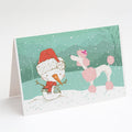 Pink Poodle Snowman Christmas Greeting Cards Pack of 8 Blank Cards with Envelopes Whimsical A7 Size 5x7