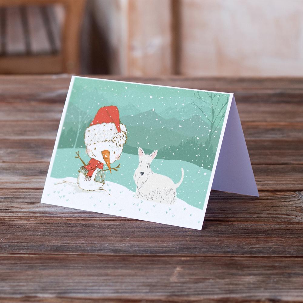 Wheaten Scottish Terrier Snowman Christmas Greeting Cards Pack of 8 Blank Cards with Envelopes Whimsical A7 Size 5x7