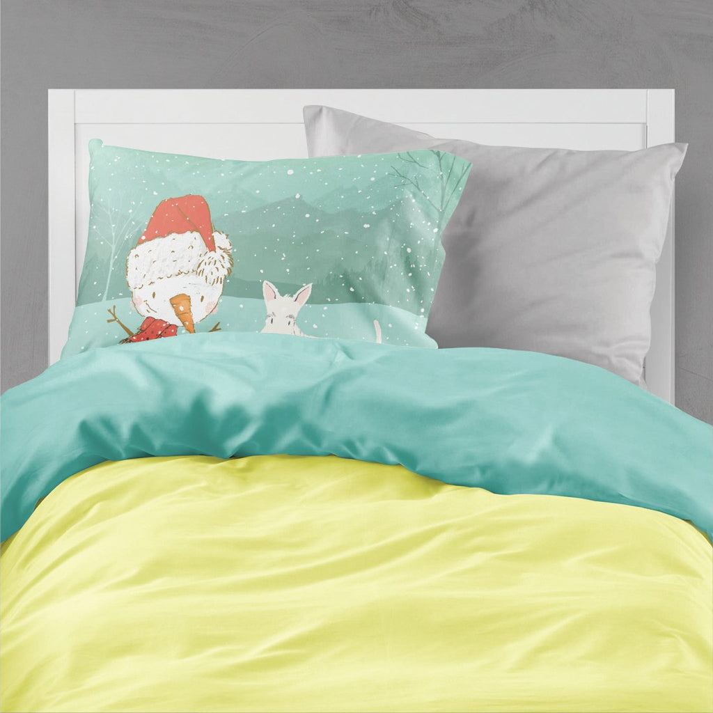 Wheaten Scottish Terrier Snowman Christmas Standard Pillowcase Lightweight Super Soft Easy Care Decorative Artwork Pillowcase, Standard