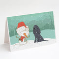Black Spaniel Snowman Christmas Greeting Cards Pack of 8 Blank Cards with Envelopes Whimsical A7 Size 5x7