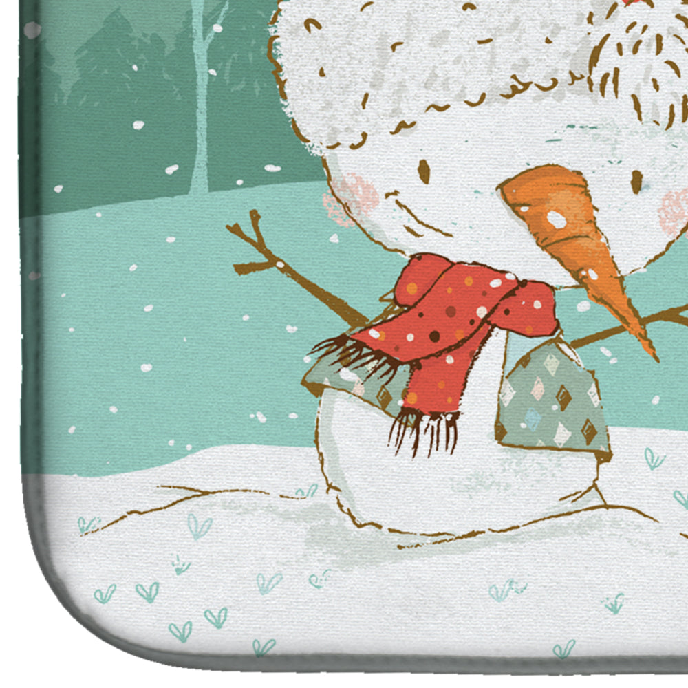 Tan Spaniel Snowman Christmas Dish Drying Mat Absorbent Dish Drying Mat Pad for Kitchen Counter Dish Drainer Mat for Countertop, 14 x 21", Multicolor