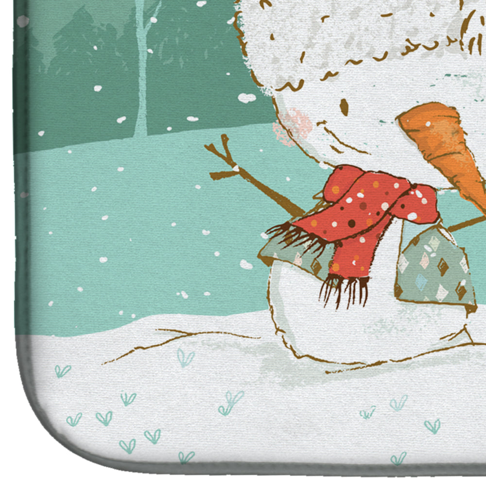 Airedale Terrier Snowman Christmas Dish Drying Mat Absorbent Dish Drying Mat Pad for Kitchen Counter Dish Drainer Mat for Countertop, 14 x 21", Multicolor