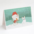 White French Bulldog Snowman Christmas Greeting Cards Pack of 8 Blank Cards with Envelopes Whimsical A7 Size 5x7