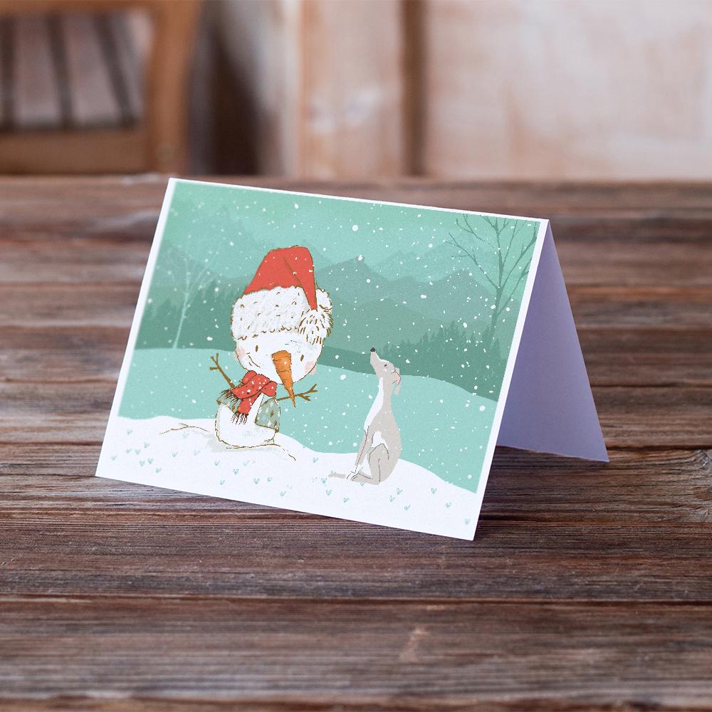 Italian Greyhound Snowman Christmas Greeting Cards Pack of 8 Blank Cards with Envelopes Whimsical A7 Size 5x7
