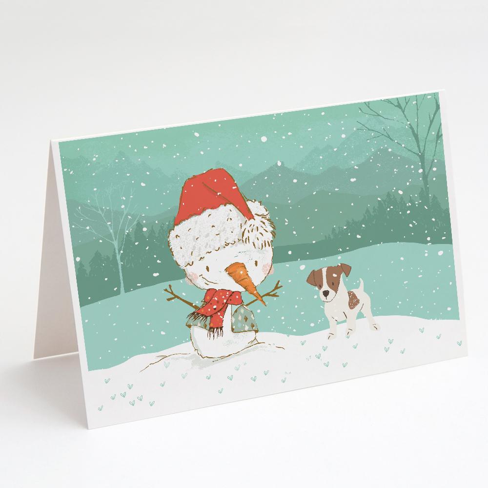 Jack Russell Terrier #2 Snowman Christmas Greeting Cards Pack of 8 Blank Cards with Envelopes Whimsical A7 Size 5x7