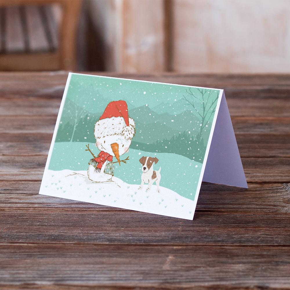 Jack Russell Terrier #2 Snowman Christmas Greeting Cards Pack of 8 Blank Cards with Envelopes Whimsical A7 Size 5x7