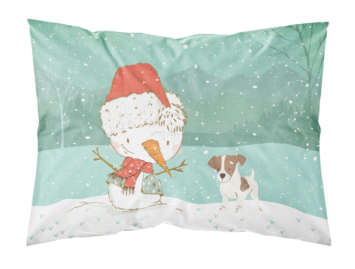 Jack Russell Terrier #2 Snowman Christmas Standard Pillowcase Lightweight Super Soft Easy Care Decorative Artwork Pillowcase, Standard