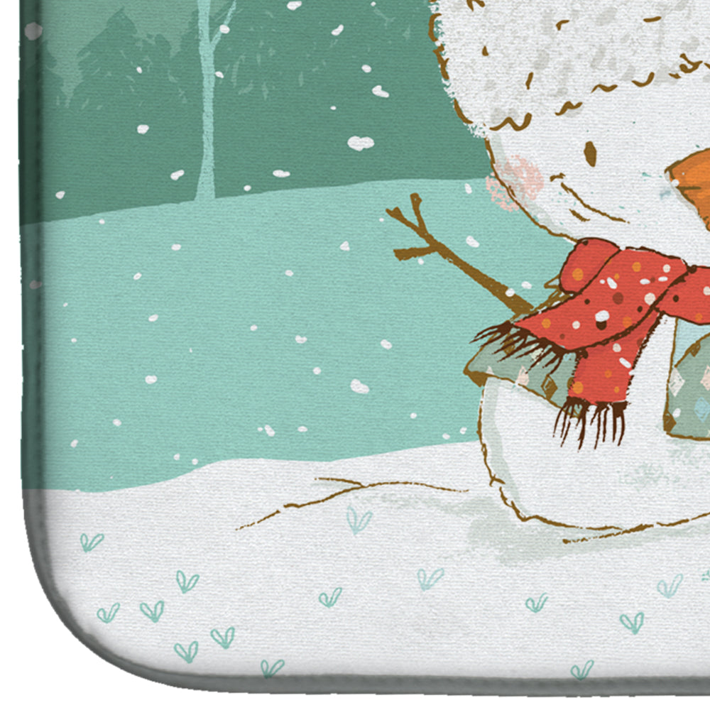 Westie Terrier Snowman Christmas Dish Drying Mat Absorbent Dish Drying Mat Pad for Kitchen Counter Dish Drainer Mat for Countertop, 14 x 21", Multicolor