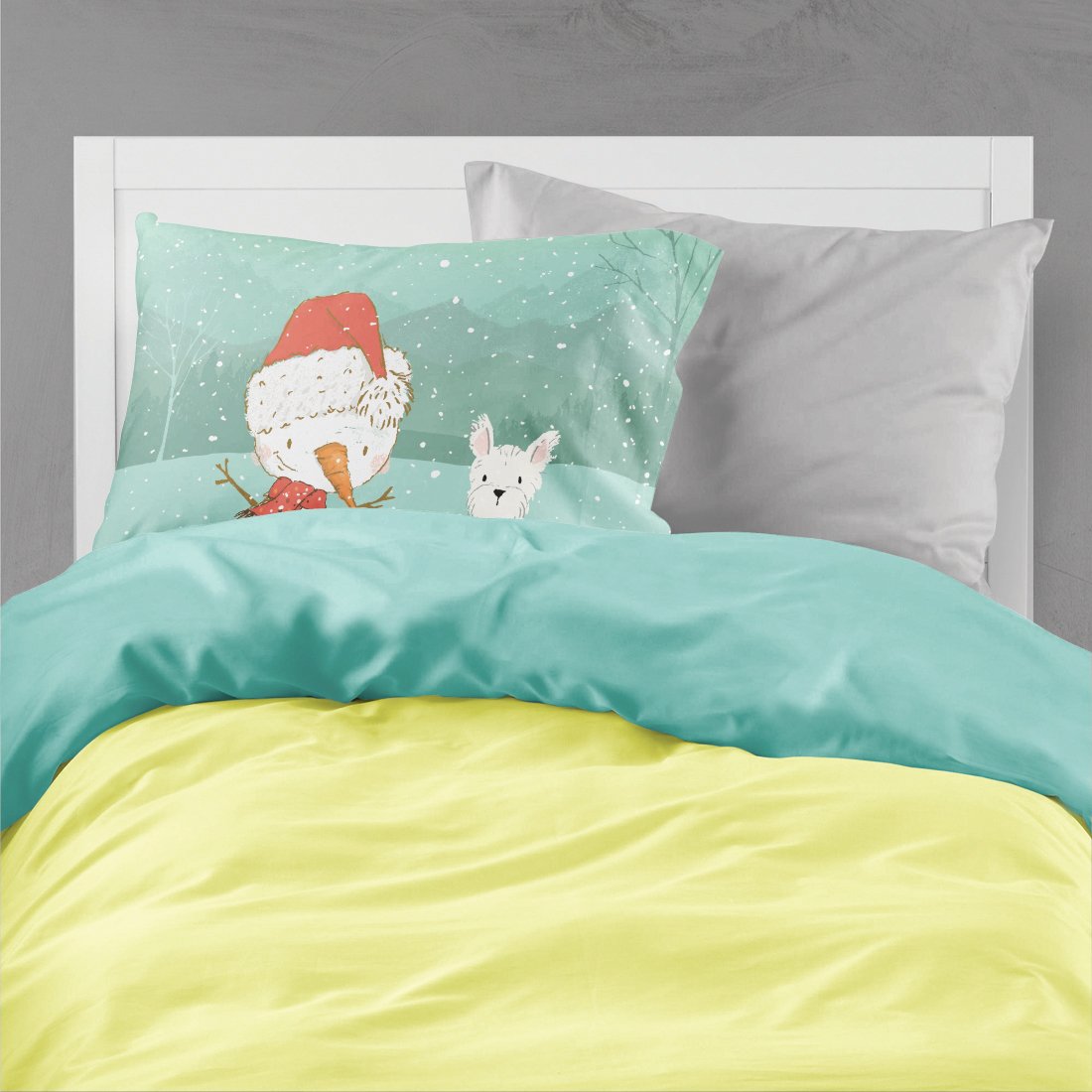 Westie Terrier Snowman Christmas Standard Pillowcase Lightweight Super Soft Easy Care Decorative Artwork Pillowcase, Standard
