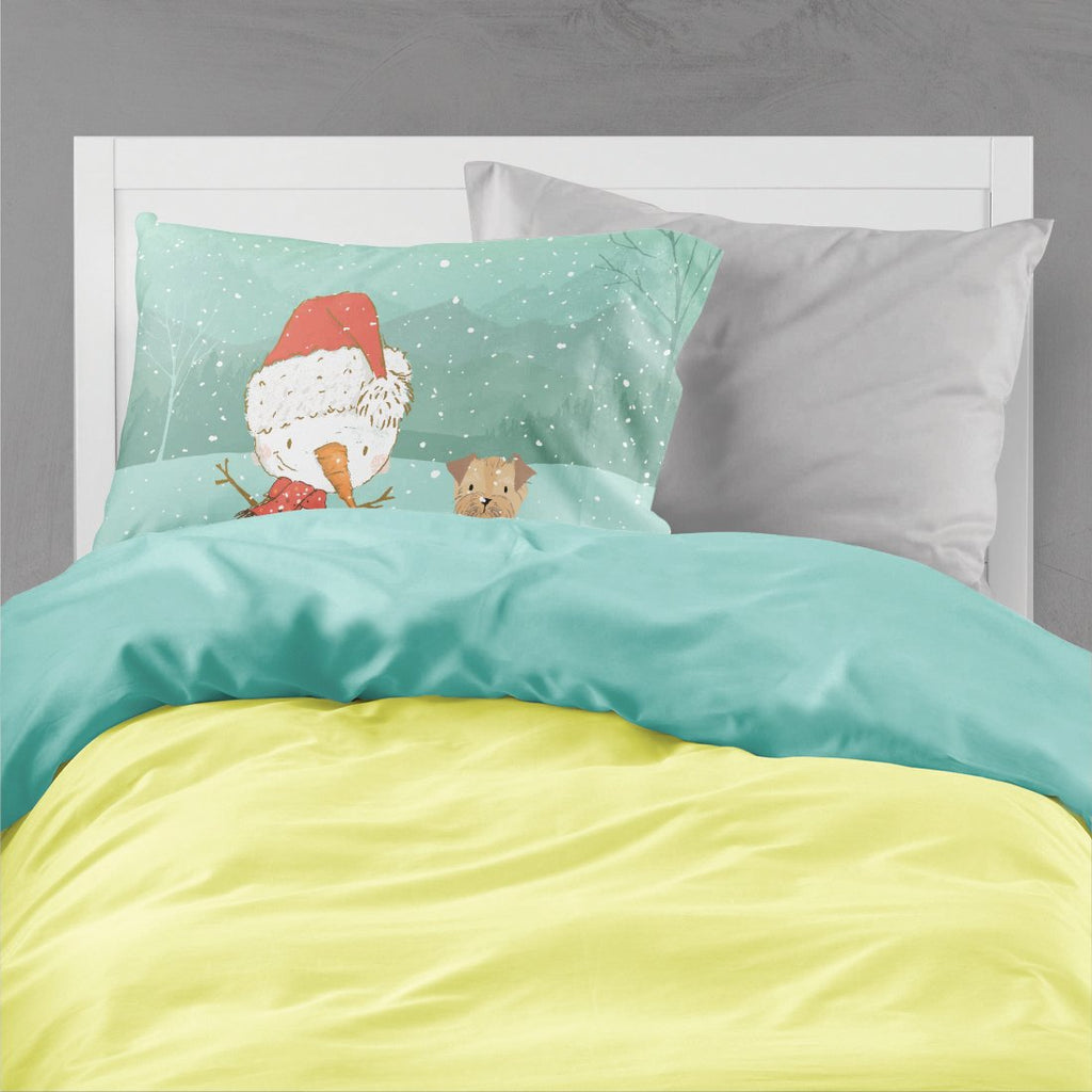 Yorkie Natural Ears Snowman Christmas Standard Pillowcase Lightweight Super Soft Easy Care Decorative Artwork Pillowcase, Standard