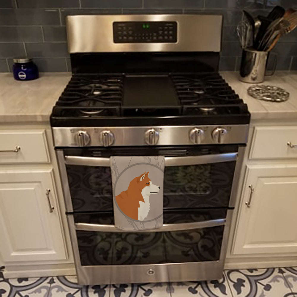 Akita In the Kitchen Kitchen Towel Velour Plush Front and Cotton Loop Back Machine Washable