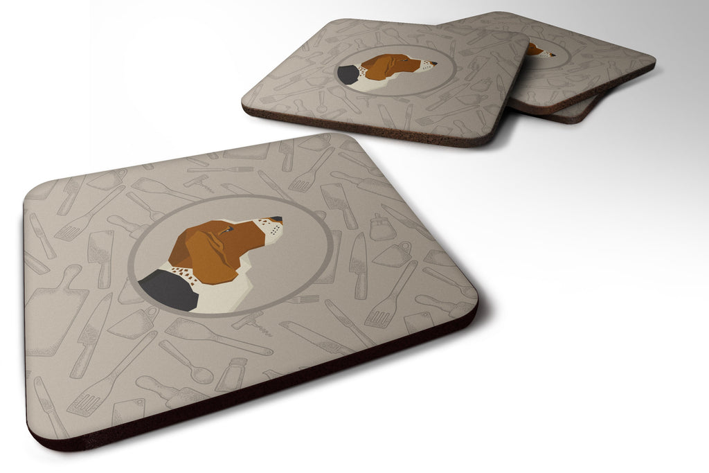 Basset Hound In the Kitchen Foam Coasters Set of 4 Cup Coasters for Indoor Outdoor, Tabletop Protection, Anti Slip, Mouse pad Material