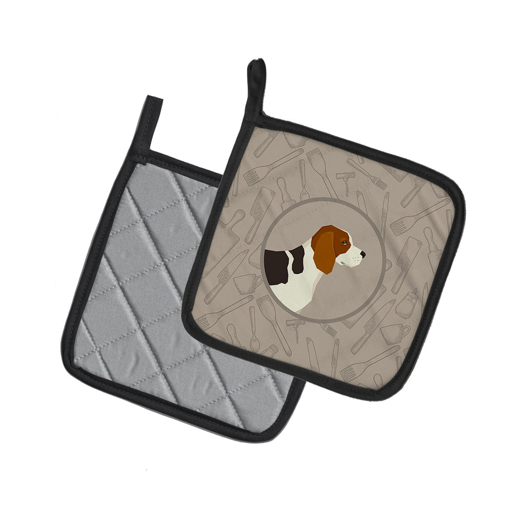 Beagle In the Kitchen Pot Holder Set of 2 Heat Resistant Quilted Hot Pads 7.5 x 7.5 Inch, Insulated Kitchen Trivets for Cooking & Baking