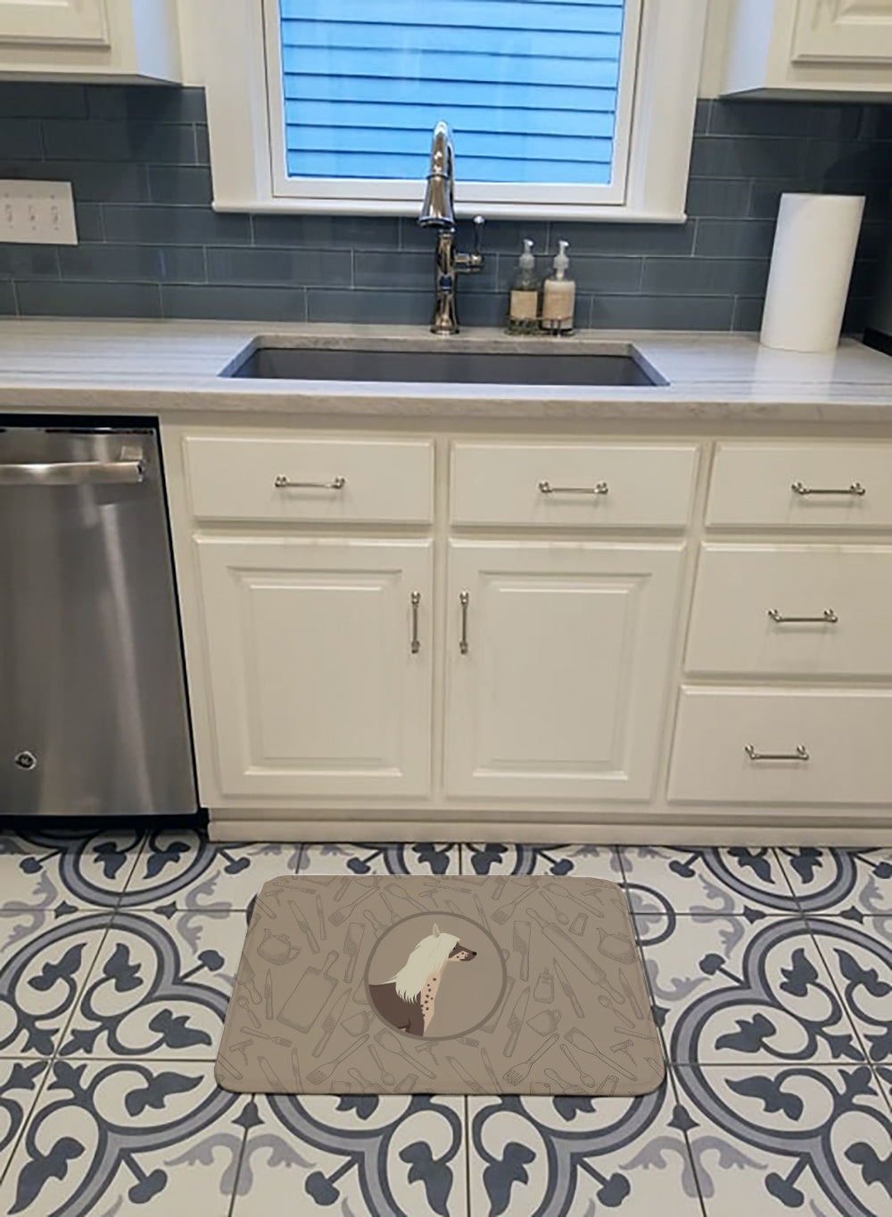 Chinese Crested In the Kitchen Memory Foam Kitchen Mat Machine Washable Anti-Fatigue Cushion Comfort Bath or Kitchen Rug