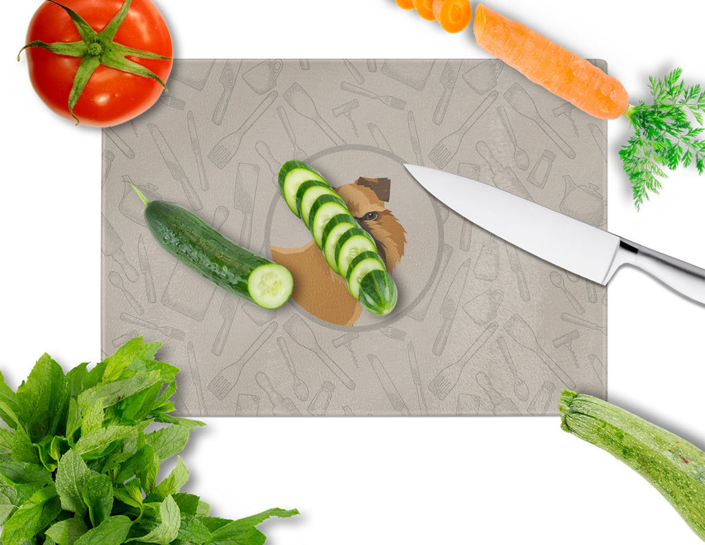 Brussels Griffon In the Kitchen Cutting Board Tempered Glass Kitchen Cutting Surface, Heat Resistant Chopping, Non-Slip Feet, Food Prep & Serving