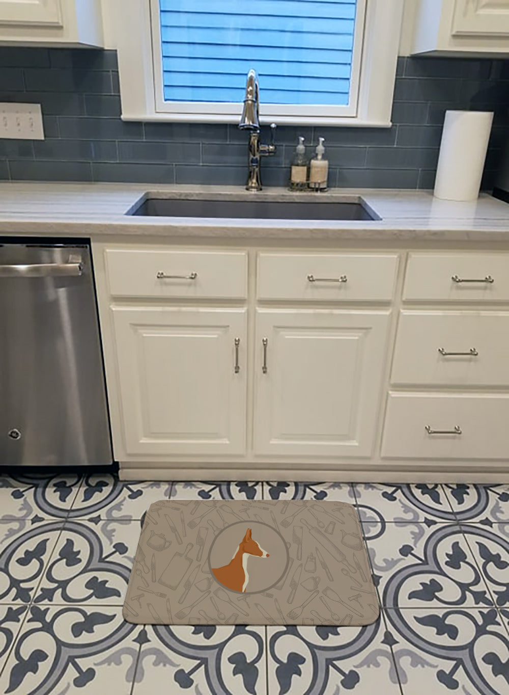Ibizan Hound In the Kitchen Memory Foam Kitchen Mat Machine Washable Anti-Fatigue Cushion Comfort Bath or Kitchen Rug
