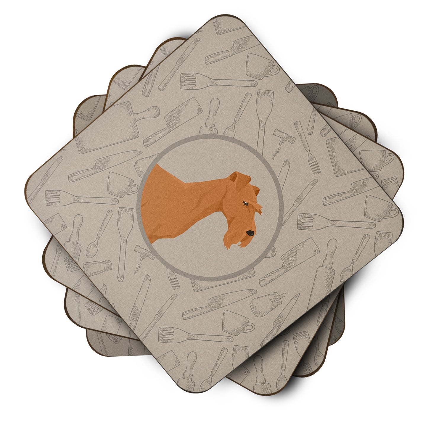 Irish Terrier In the Kitchen Foam Coasters Set of 4 Cup Coasters for Indoor Outdoor, Tabletop Protection, Anti Slip, Mouse pad Material