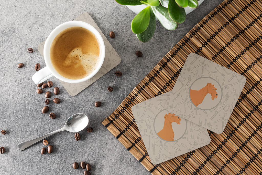 Irish Terrier In the Kitchen Foam Coasters Set of 4 Cup Coasters for Indoor Outdoor, Tabletop Protection, Anti Slip, Mouse pad Material