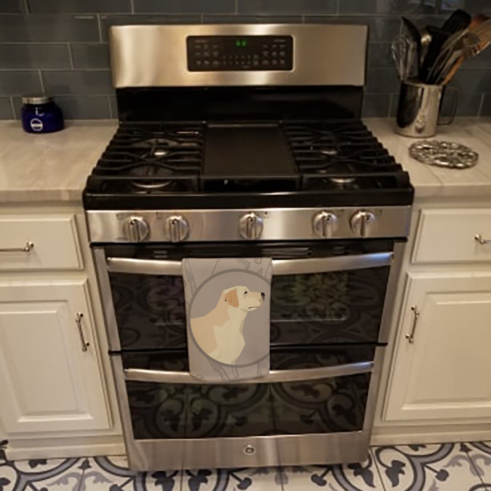 Labrador Retriever In the Kitchen Kitchen Towel Velour Plush Front and Cotton Loop Back Machine Washable