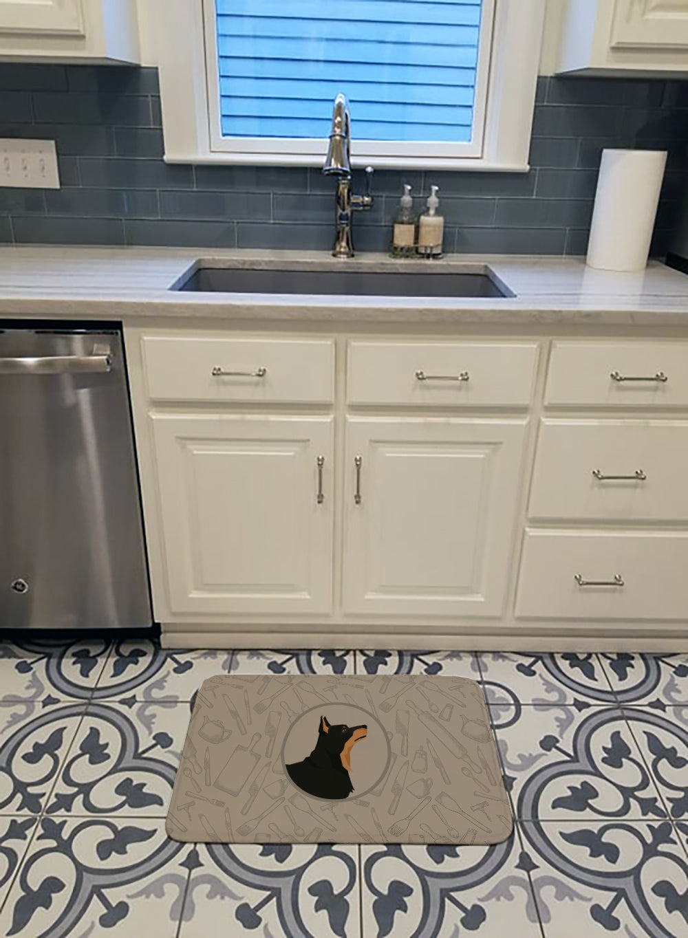 Lancashire Terrier In the Kitchen Memory Foam Kitchen Mat Machine Washable Anti-Fatigue Cushion Comfort Bath or Kitchen Rug