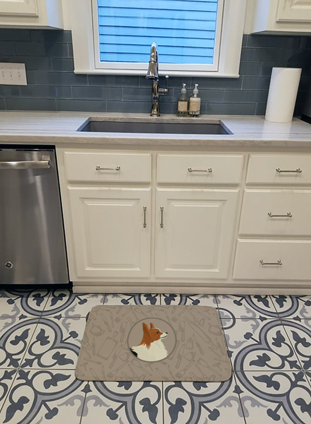 Papillon In the Kitchen Memory Foam Kitchen Mat Machine Washable Anti-Fatigue Cushion Comfort Bath or Kitchen Rug