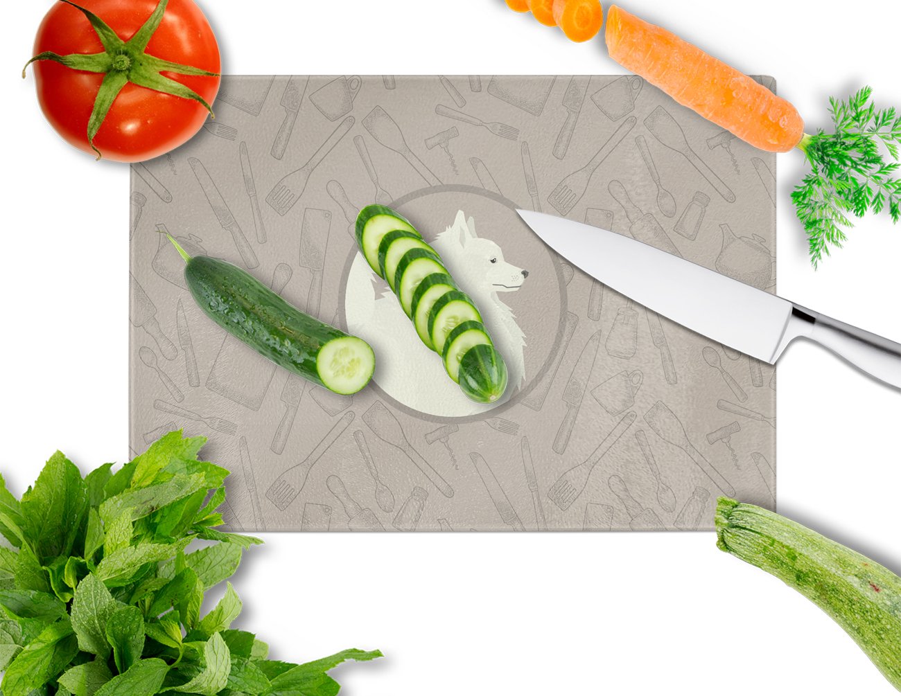 Spitz In the Kitchen Cutting Board Tempered Glass Kitchen Cutting Surface, Heat Resistant Chopping, Non-Slip Feet, Food Prep & Serving