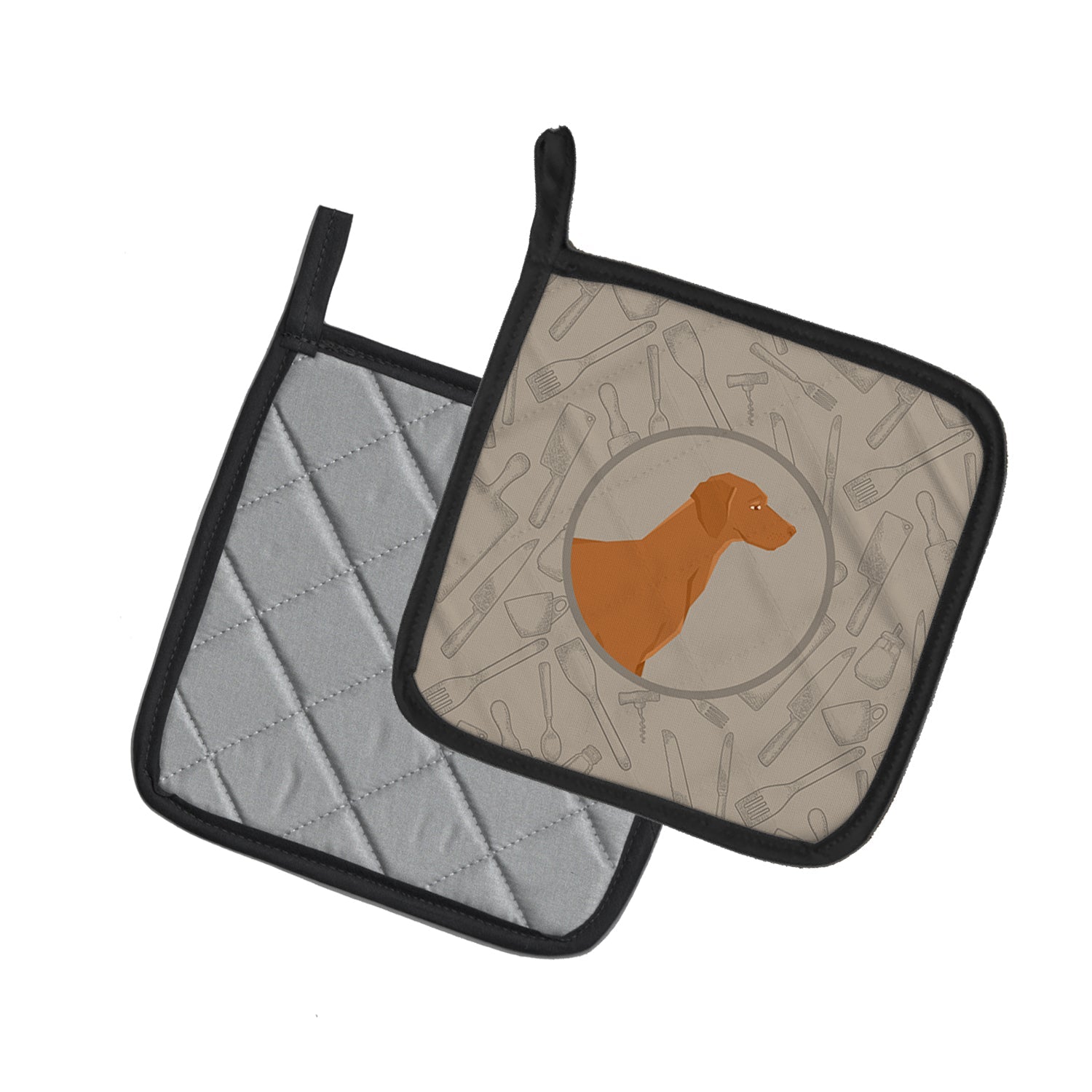 Vizsla In the Kitchen Pot Holder Set of 2 Heat Resistant Quilted Hot Pads 7.5 x 7.5 Inch, Insulated Kitchen Trivets for Cooking & Baking