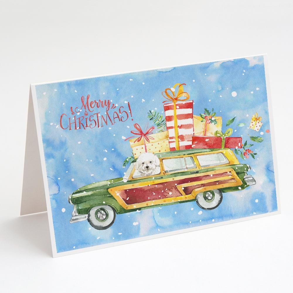 Merry Christmas Bichon Frisé Greeting Cards Pack of 8 Blank Cards with Envelopes Whimsical A7 Size 5x7