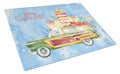 Merry Christmas Bichon Frisé Cutting Board Tempered Glass Kitchen Cutting Surface, Heat Resistant Chopping, Non-Slip Feet, Food Prep & Serving