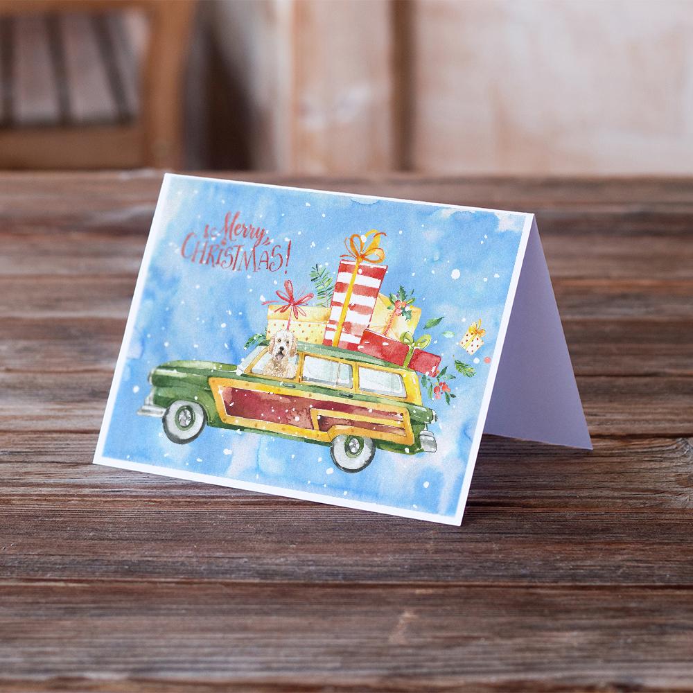 Merry Christmas Goldendoodle Greeting Cards Pack of 8 Blank Cards with Envelopes Whimsical A7 Size 5x7