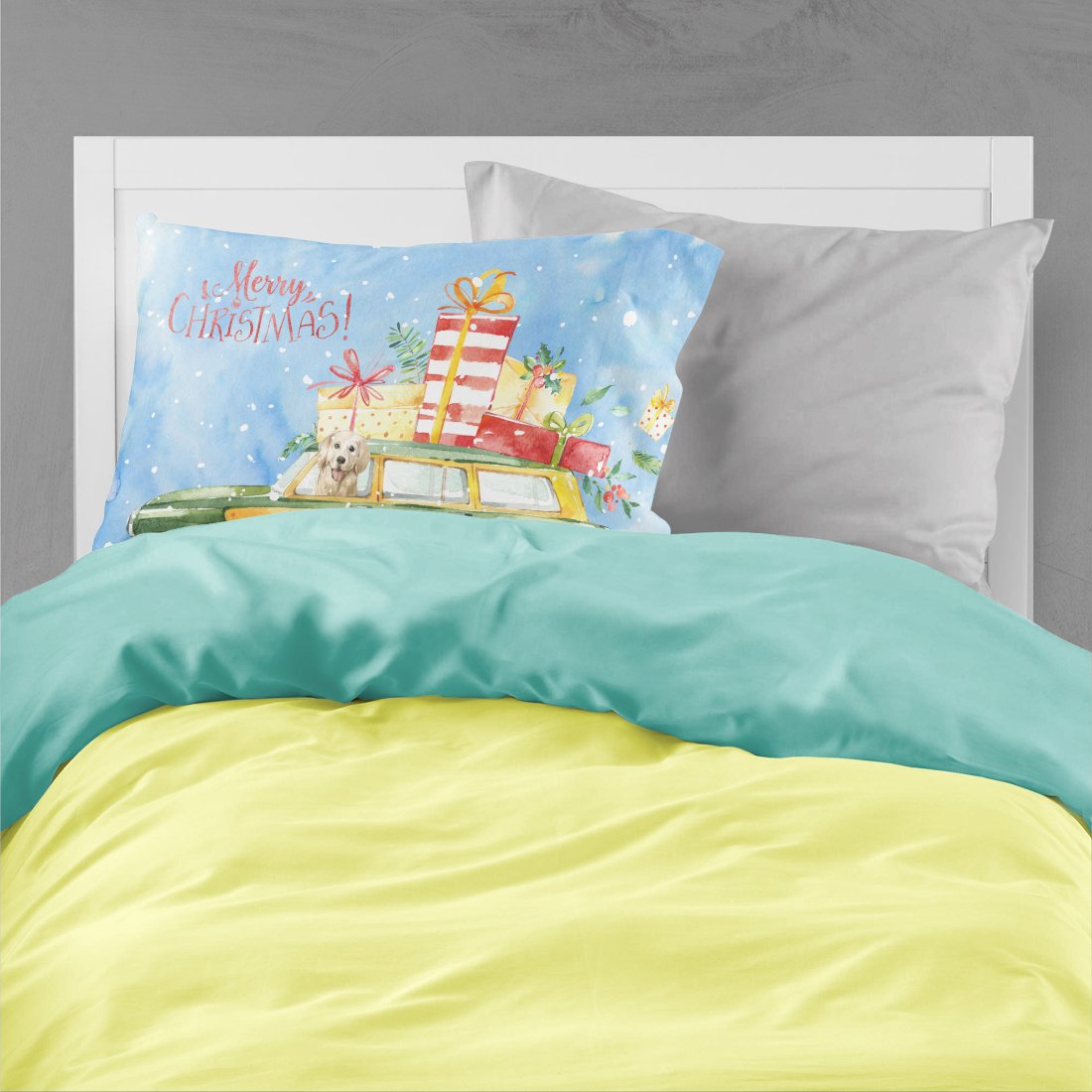 Merry Christmas Golden Retriever Standard Pillowcase Lightweight Super Soft Easy Care Decorative Artwork Pillowcase, Standard