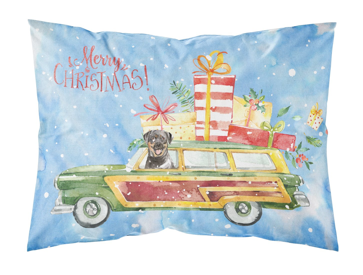 Merry Christmas Rottweiler Standard Pillowcase Lightweight Super Soft Easy Care Decorative Artwork Pillowcase, Standard