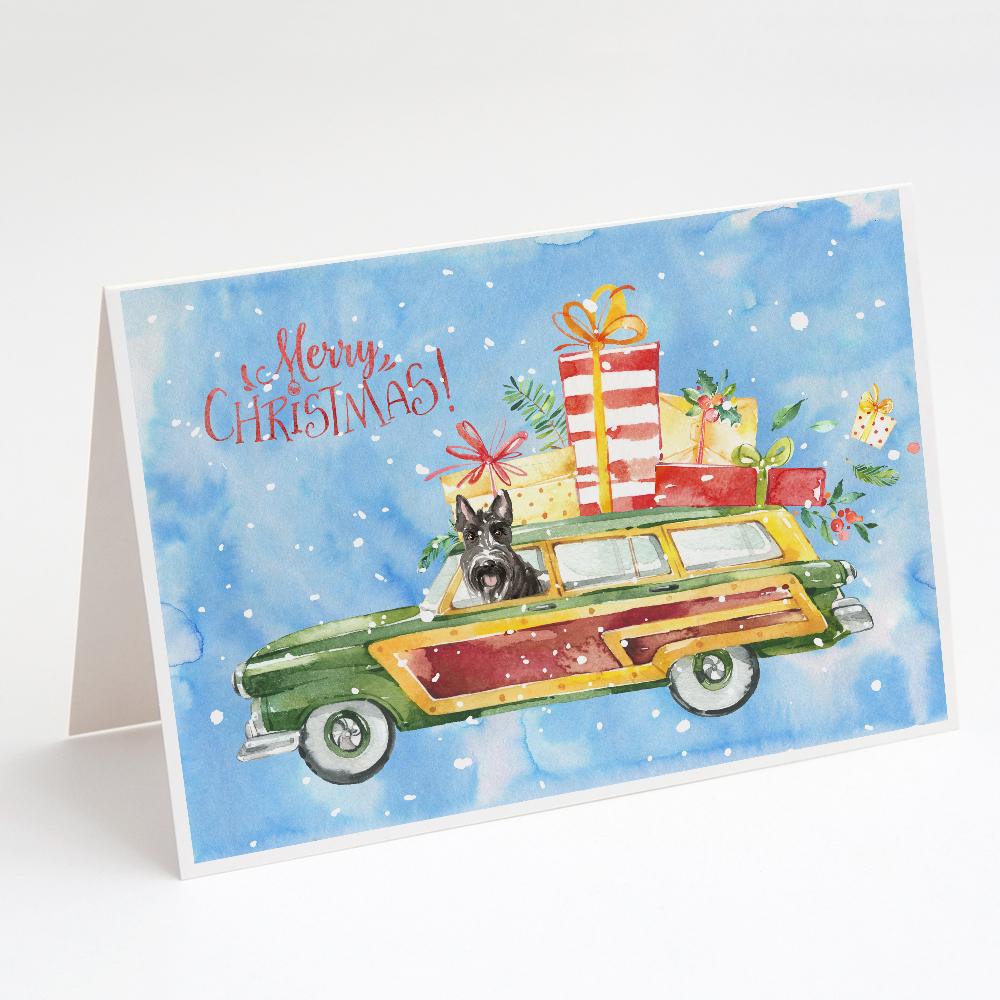 Merry Christmas Scottish Terrier Greeting Cards Pack of 8 Blank Cards with Envelopes Whimsical A7 Size 5x7
