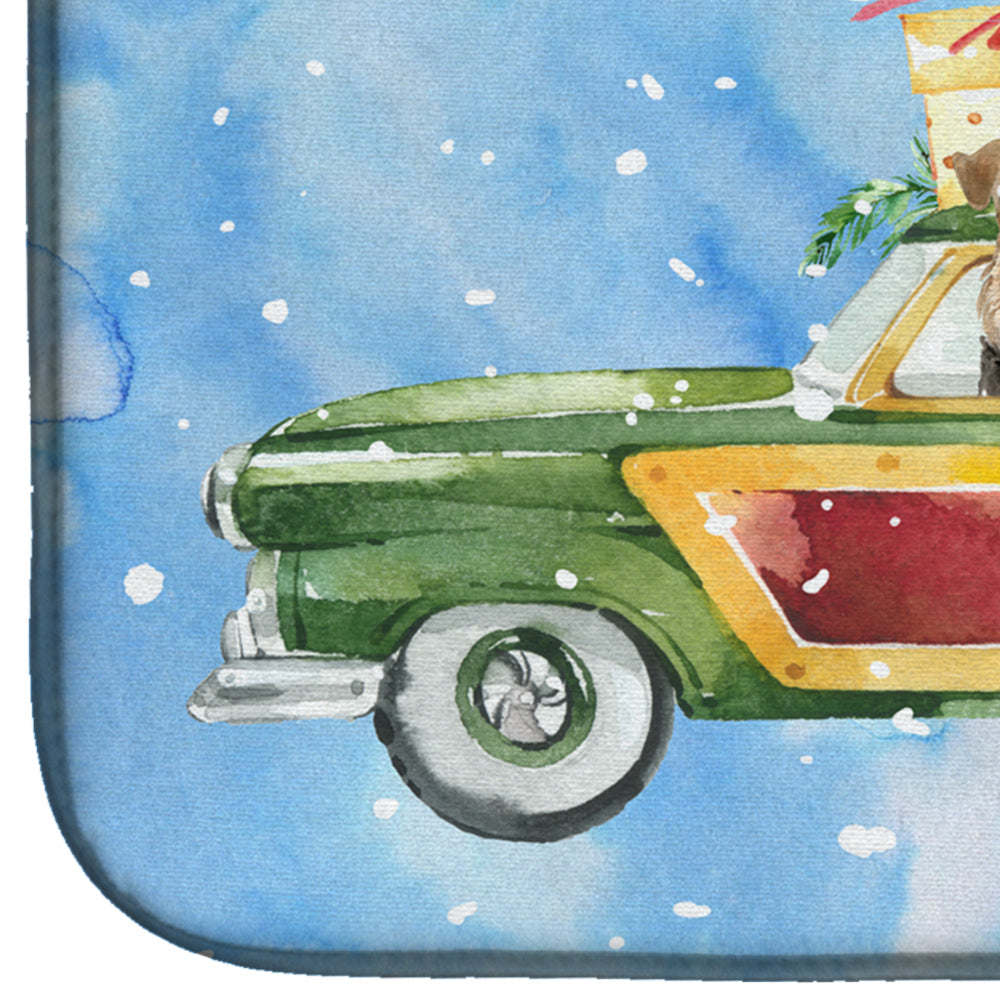 Merry Christmas Welsh Terrier Dish Drying Mat Absorbent Dish Drying Mat Pad for Kitchen Counter Dish Drainer Mat for Countertop, 14 x 21", Multicolor