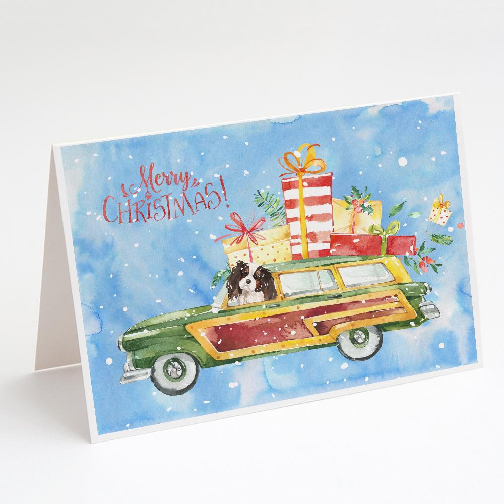Merry Christmas Tricolor Cavalier Spaniel Greeting Cards Pack of 8 Blank Cards with Envelopes Whimsical A7 Size 5x7
