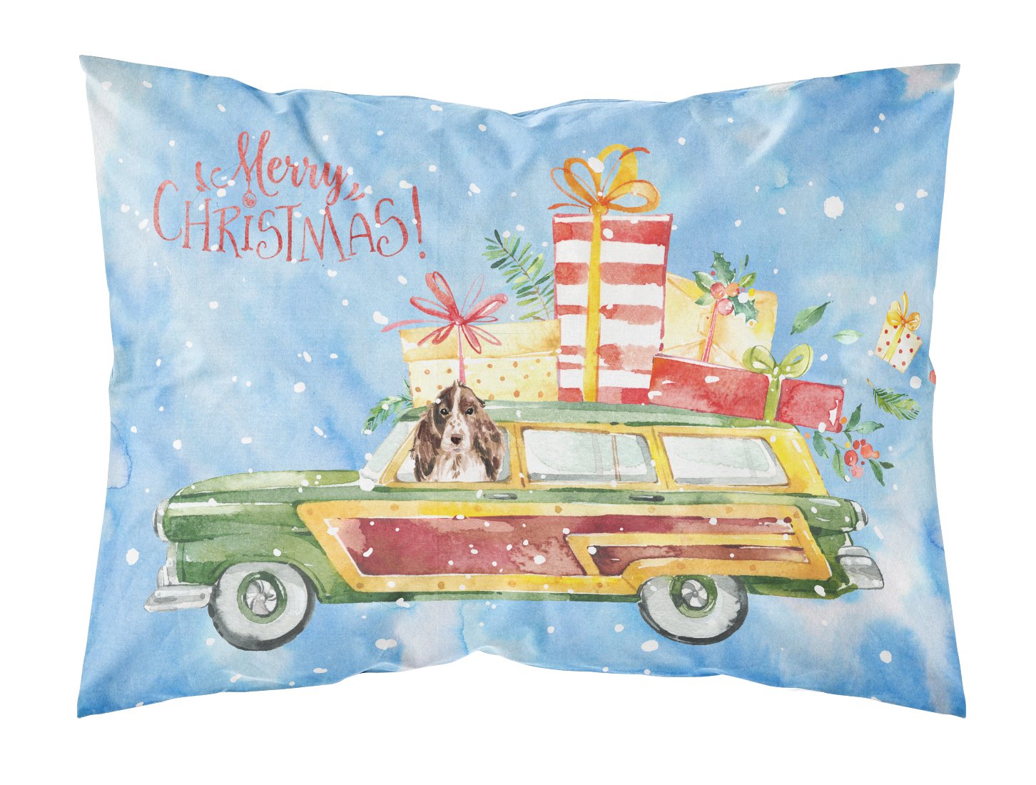 Merry Christmas Brown Parti Cocker Spaniel Standard Pillowcase Lightweight Super Soft Easy Care Decorative Artwork Pillowcase, Standard
