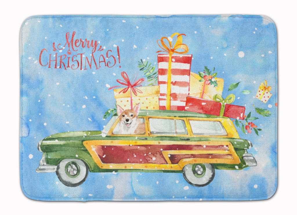 Merry Christmas Corgi Memory Foam Kitchen Mat Machine Washable Anti-Fatigue Cushion Comfort Bath or Kitchen Rug