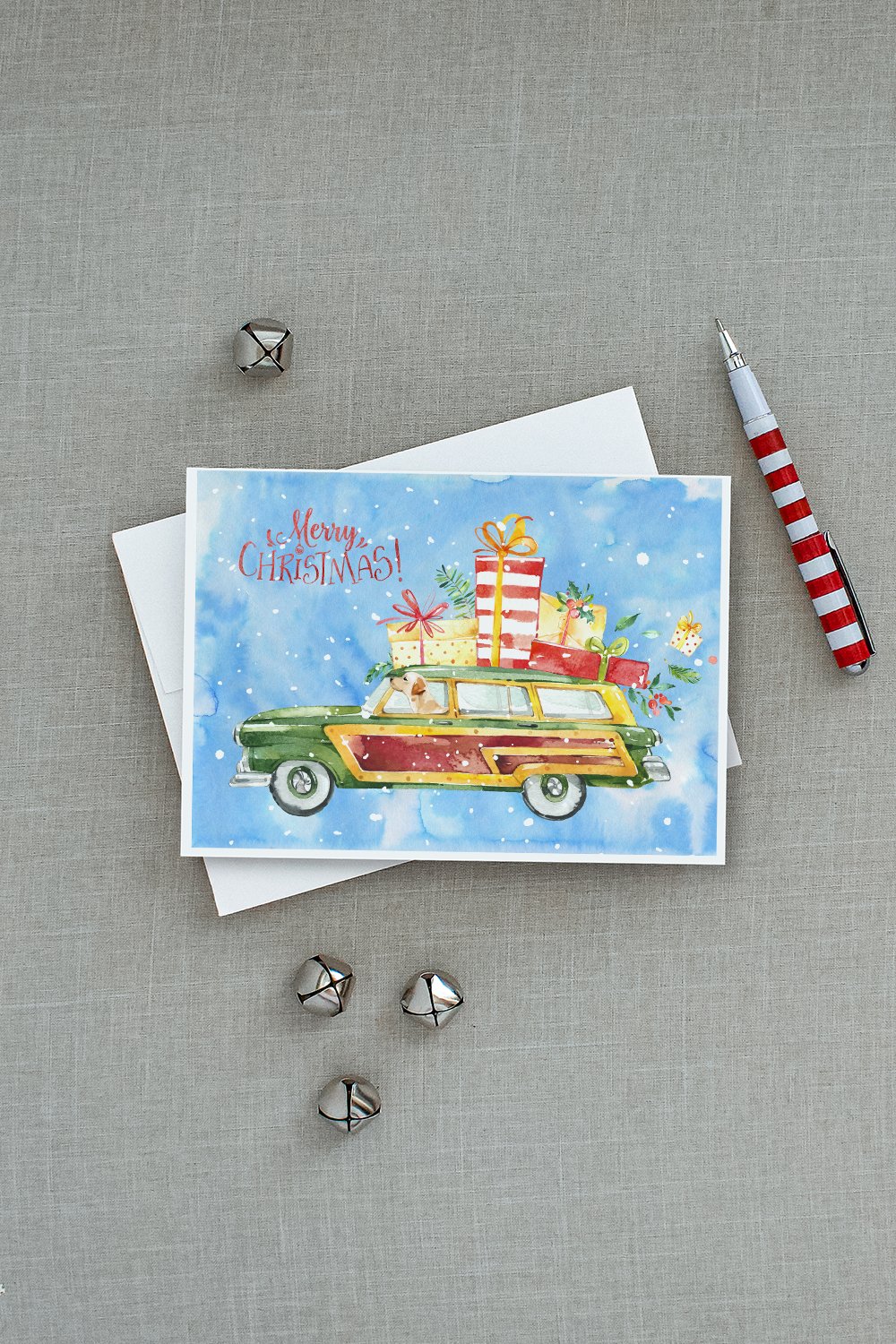 Merry Christmas Labrador Retriever Yellow Greeting Cards Pack of 8 Blank Cards with Envelopes Whimsical A7 Size 5x7