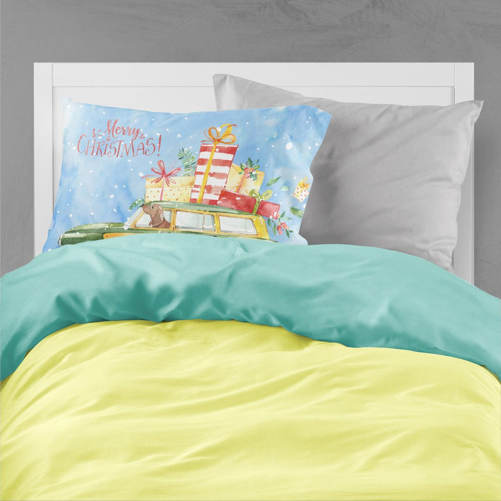 Merry Christmas Red Dachshund Standard Pillowcase Lightweight Super Soft Easy Care Decorative Artwork Pillowcase, Standard