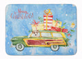 Merry Christmas Jack Russell Terrier Memory Foam Kitchen Mat Machine Washable Anti-Fatigue Cushion Comfort Bath or Kitchen Rug