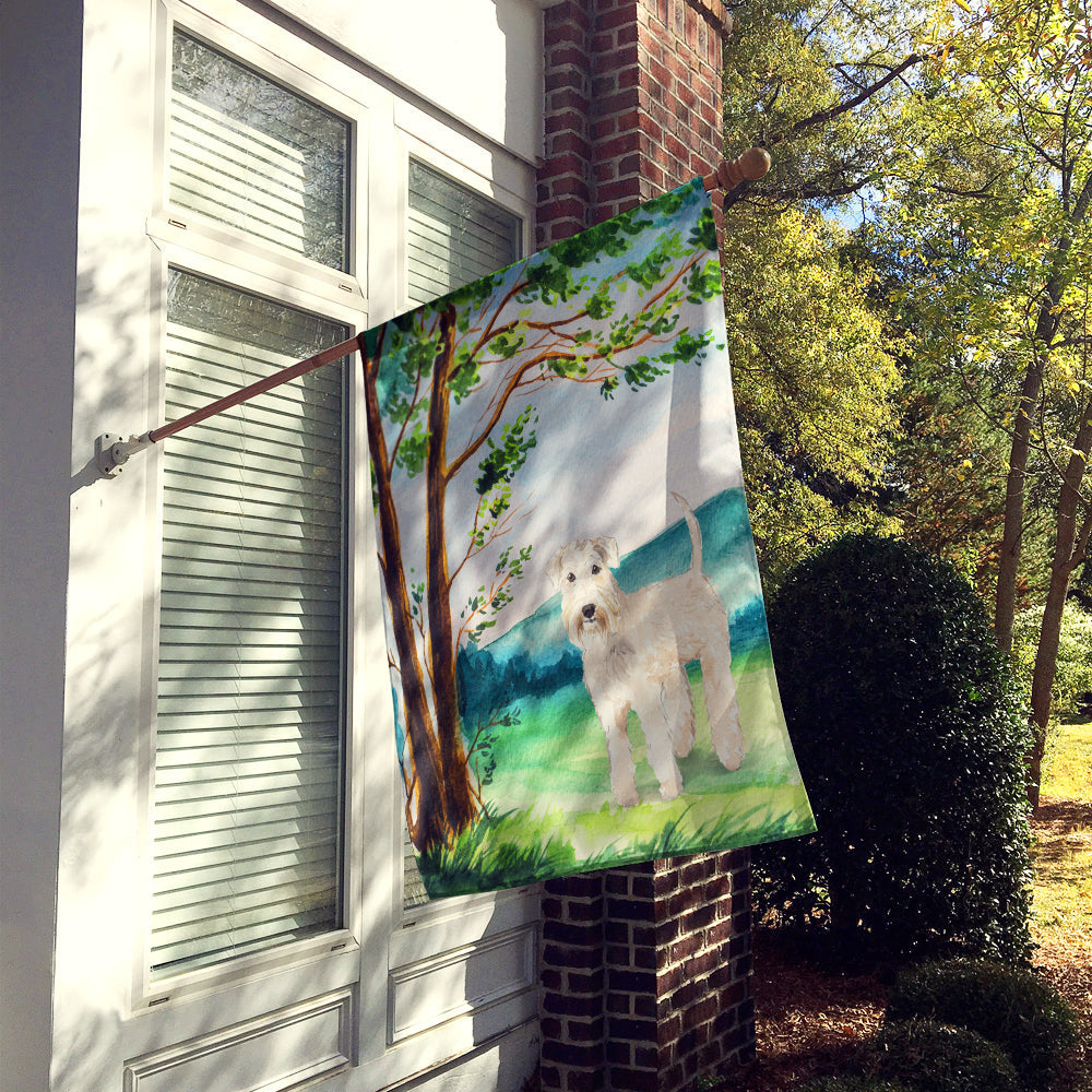 Under the Tree Wheaten Terrier House Flag 28x40 Porch Sleeve Pole Decorative Outside Yard Banner Artwork Wall Hanging, Polyester