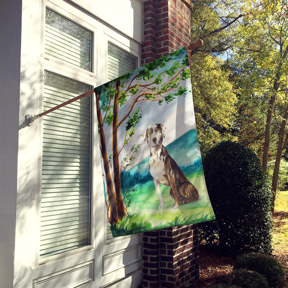Under the Tree Catahoula Leopard Dog House Flag 28x40 Porch Sleeve Pole Decorative Outside Yard Banner Artwork Wall Hanging, Polyester