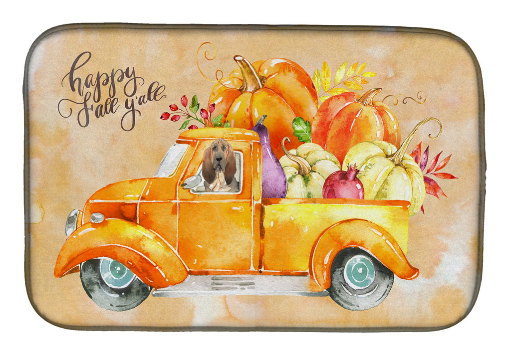 Fall Harvest Bloodhound Dish Drying Mat Absorbent Dish Drying Mat Pad for Kitchen Counter Dish Drainer Mat for Countertop, 14 x 21", Multicolor